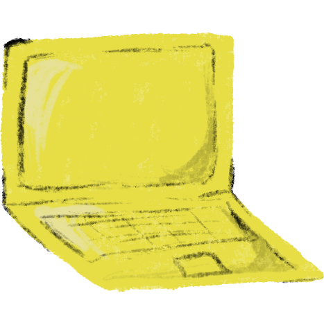 open laptop in shades of yellow
